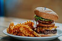 Burger with Lattice Fries