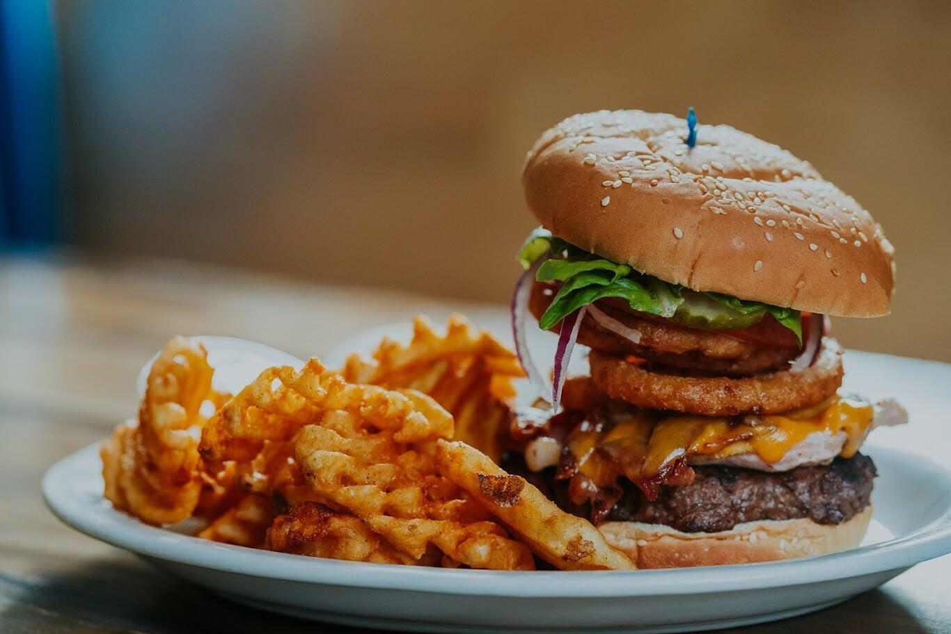 Burger with Lattice Fries